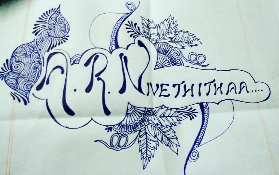 Name Art Drawing By A R Nivethithaa