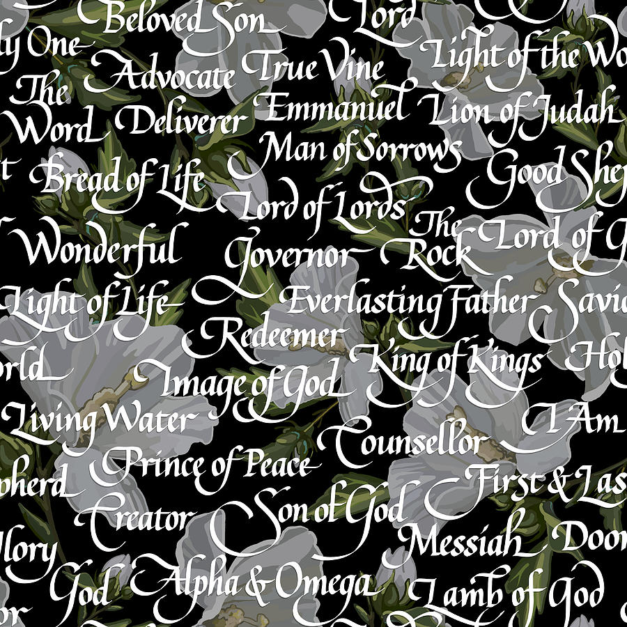 Names of Christ Calligraphy Drawing by L Diane Johnson