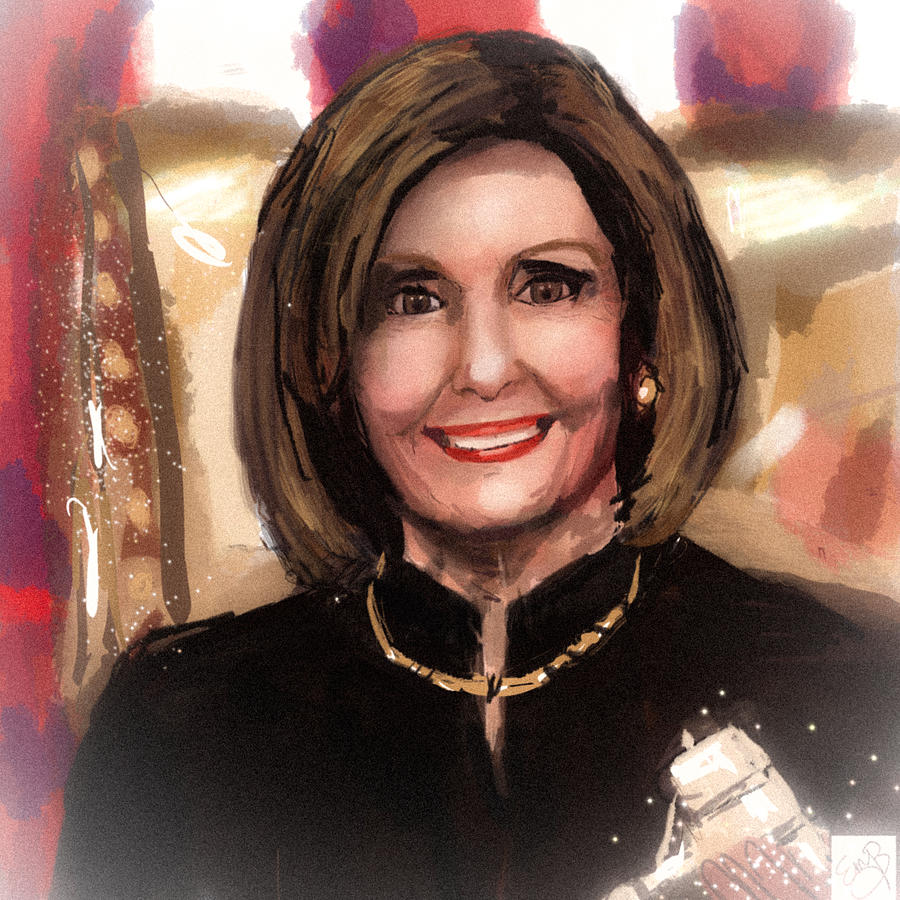 Nancy Pelosi Misty Mixed Media by Eileen Backman