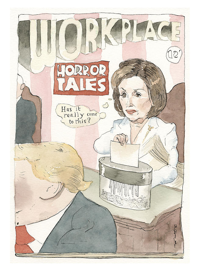 Nancy Pelosi, Shredding It Painting by Barry Blitt Nancy Pelosi, Shredding It Painting by Barry Blitt