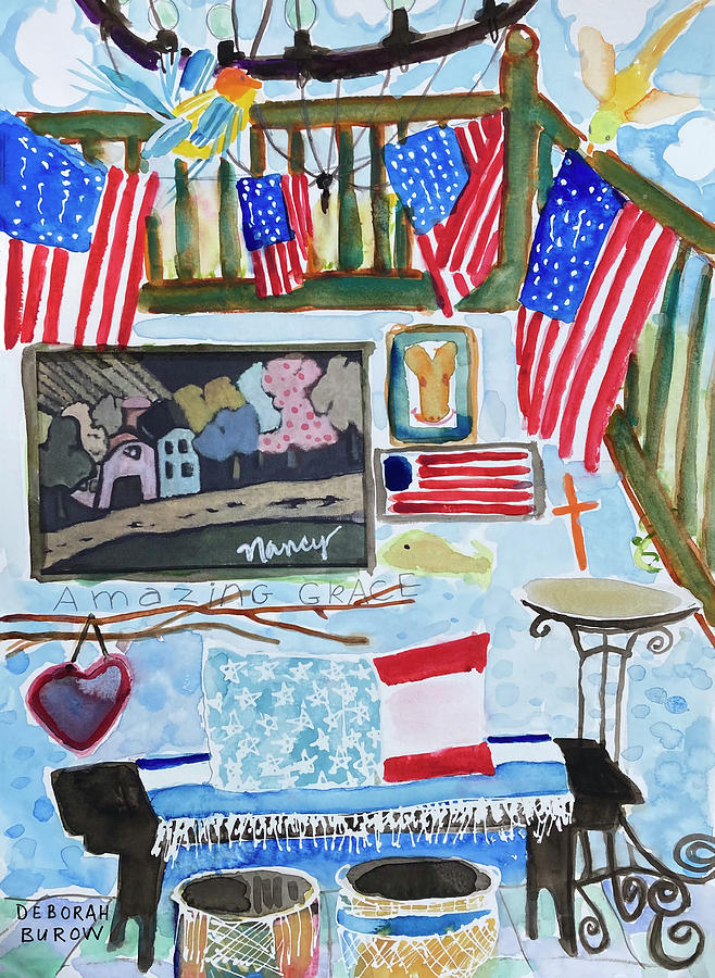 Nancys Flag House Painting by Deborah Burow