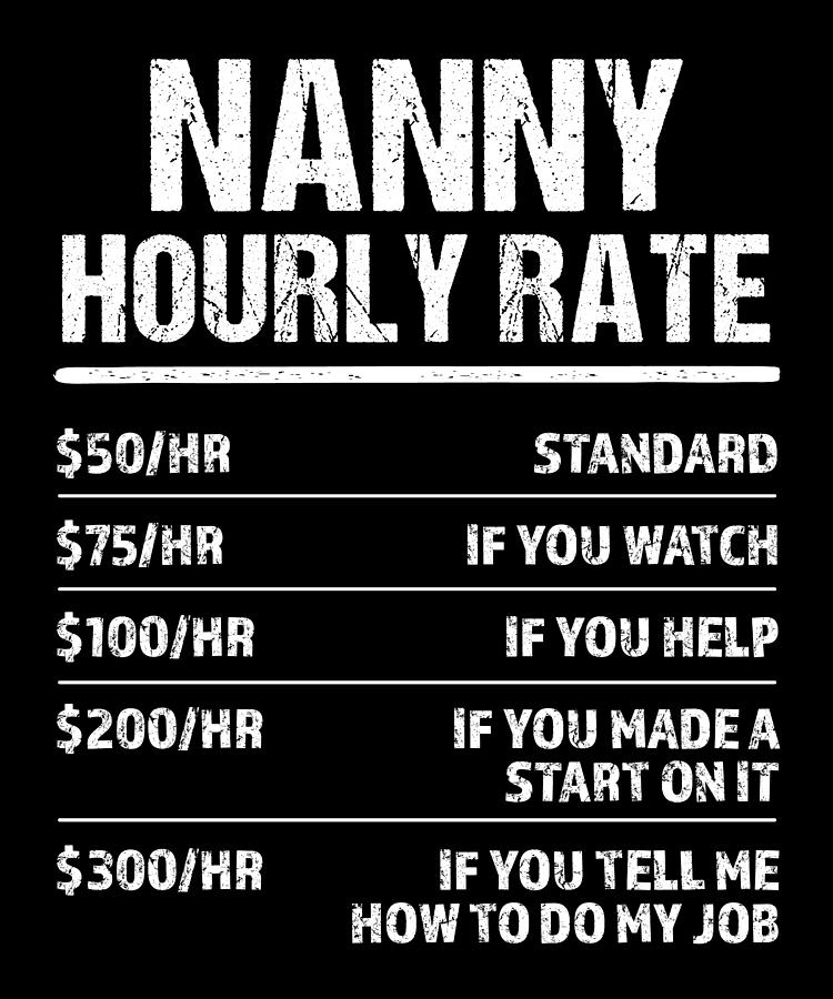  Nanny Hourly Rate Funny Birthday Gift Digital Art By Qwerty Designs 