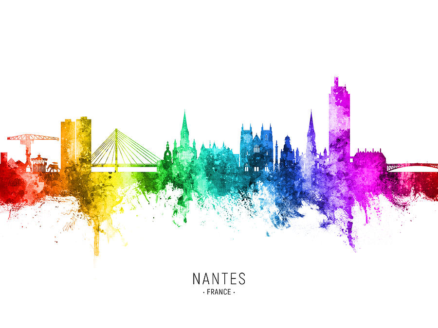 Nantes France Skyline #09 Digital Art by Michael Tompsett