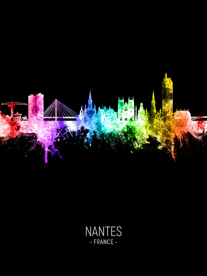 Nantes France Skyline #18 Digital Art by Michael Tompsett