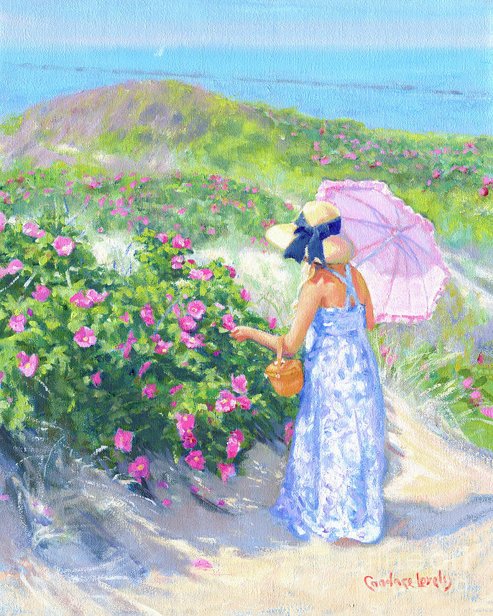Nantucket Beach Pinks Painting by Candace Lovely