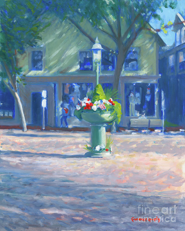 Nantucket Horse Fountain Planter Painting by Candace Lovely
