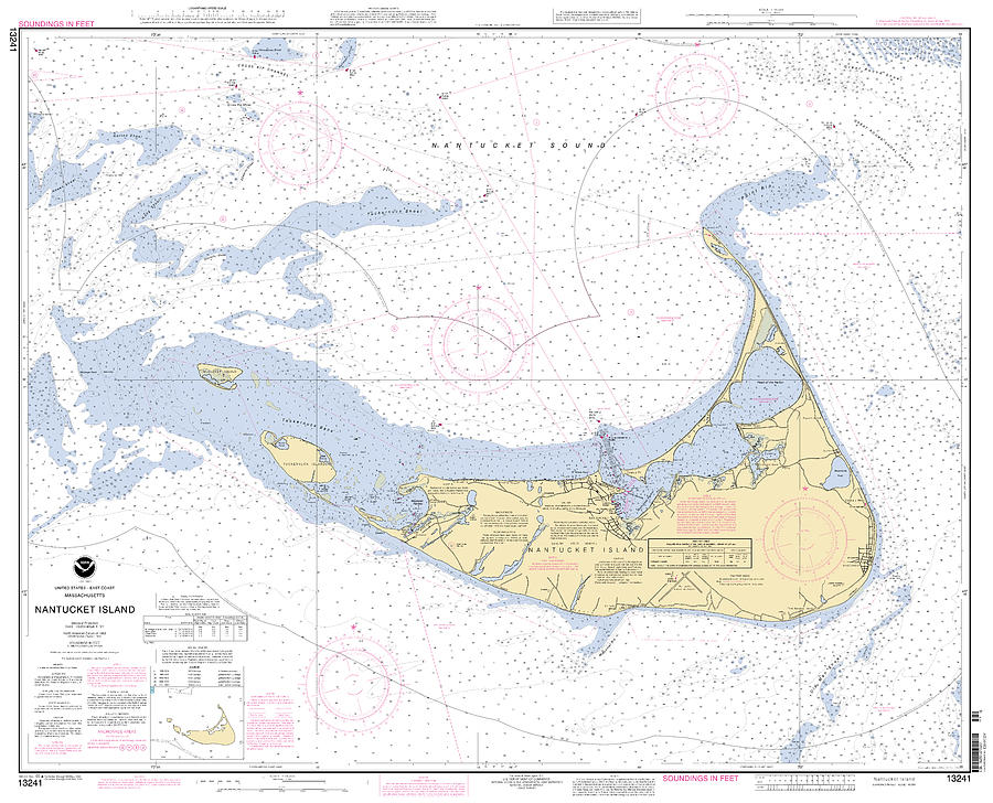 Nantucket Island Massachusetts, NOAA Chart 13241 Digital Art by Nautical Chartworks