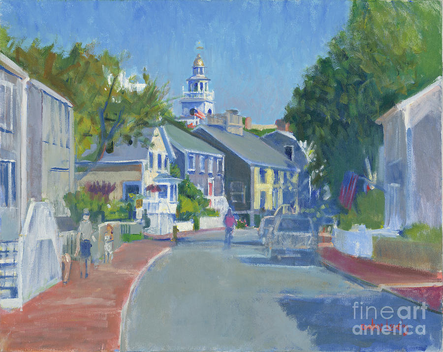 Nantucket Union Street Morning Painting by Candace Lovely
