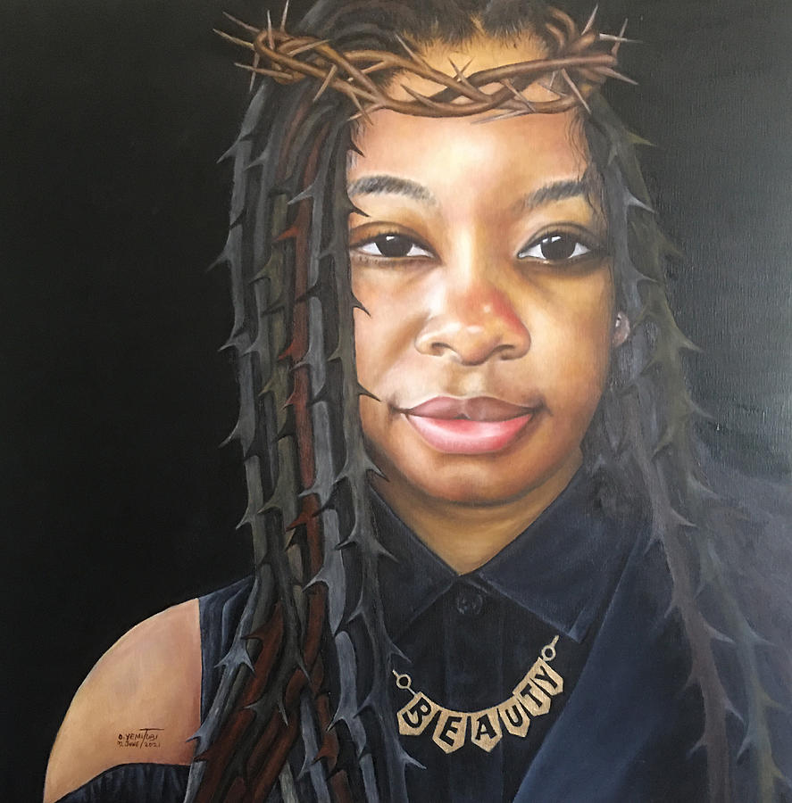NAOMI The Beauty and The Thorns Painting by O Yemi Tubi