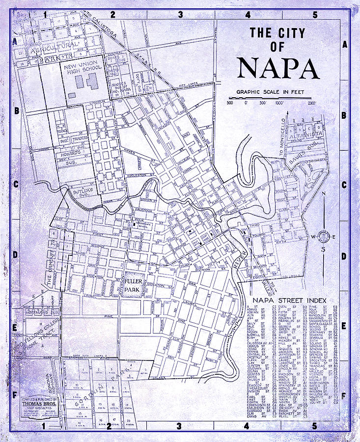 Napa City Map 1938 Blueprint Photograph by Jon Neidert