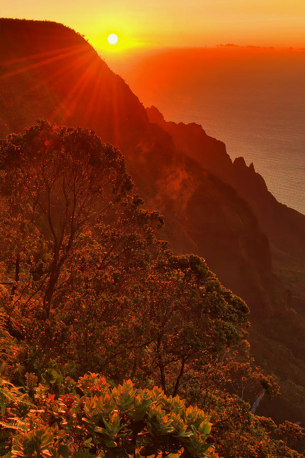 Napali Coast Light At Sunset Photograph by Stephen Vecchiotti