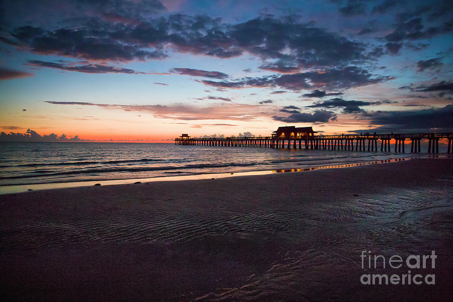 Naples Beach Fishing Pier At Sunset, Florida Photograph by Felix Lai