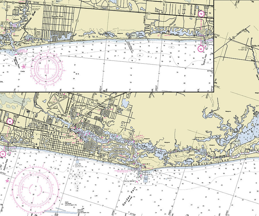 Naples Florida Nautical Chart Digital Art by Sea Koast | Pixels