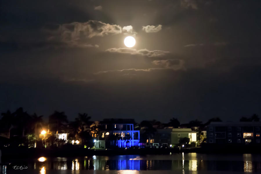 Naples Moonrise - Full Moonrise over the Gordon River and Naples Bay Photograph by Ronald Reid