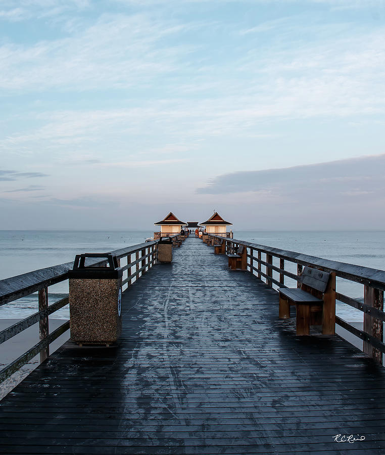 Naples Pier - Straight View of Morning on the Naples Pier 1 - Vertical View 1 Photograph by Ronald Reid