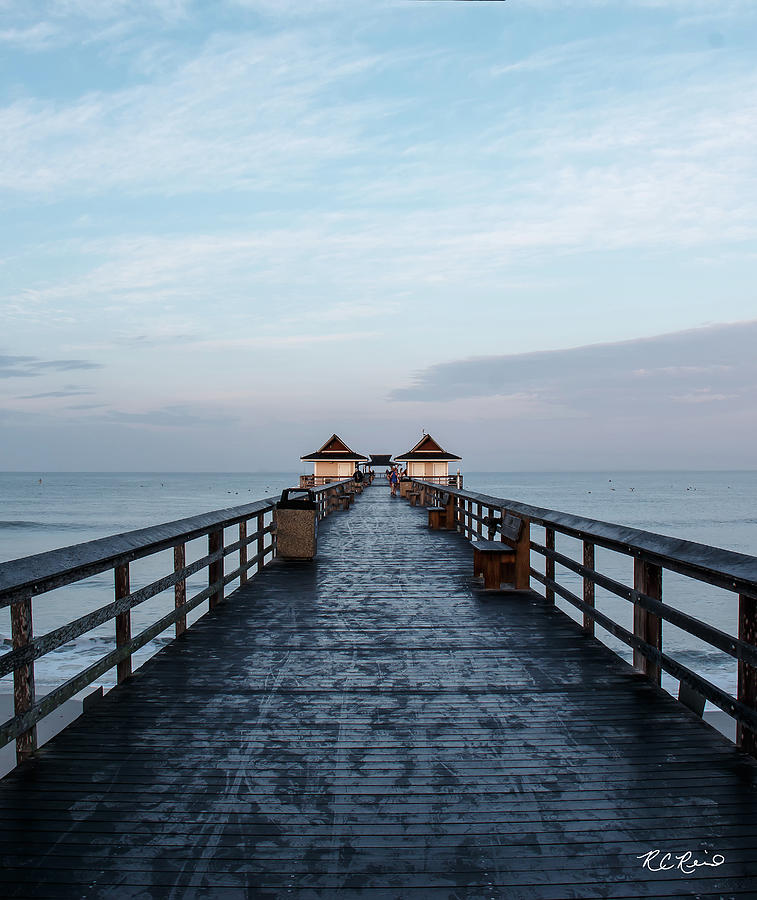 Naples Pier - Straight View of Morning on the Naples Pier 2 - Vertical View 1 Photograph by Ronald Reid