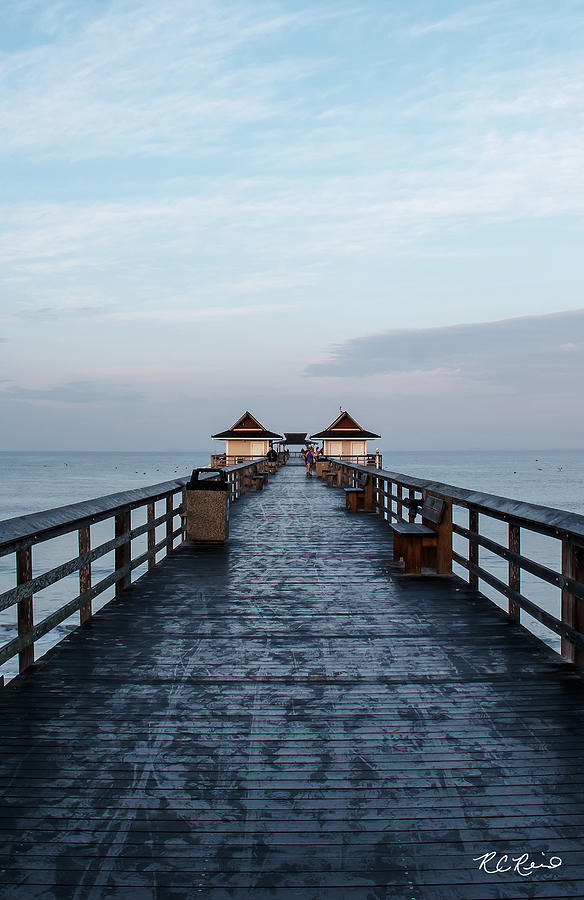 Naples Pier - Straight View of Morning on the Naples Pier 2 - Vertical View 2 Photograph by Ronald Reid
