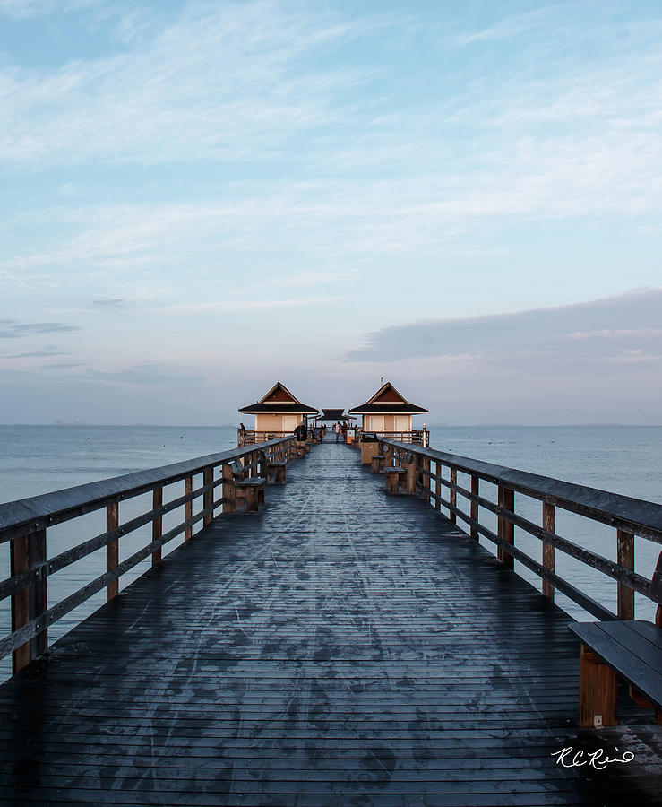 Naples Pier - Straight View of Morning on the Naples Pier 3 - Vertical View 1 Photograph by Ronald Reid