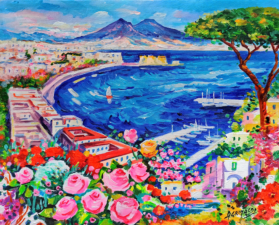 Naples Posillipo seaside - Italy painting Painting by Alfredo Grimaldi ...