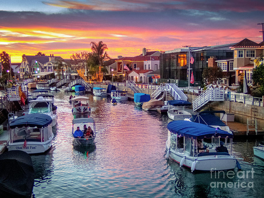Naples Sunset Canal Boats Photograph by David Zanzinger