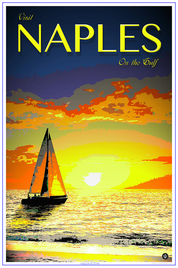 Beach Digital Art - Naples Sunset Sailboat by Jason Neptune