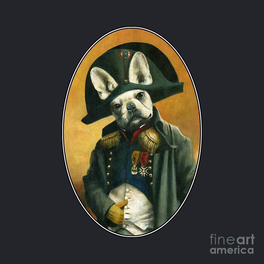 Napoleon French Bulldog Oval Painting by Michael Thomas
