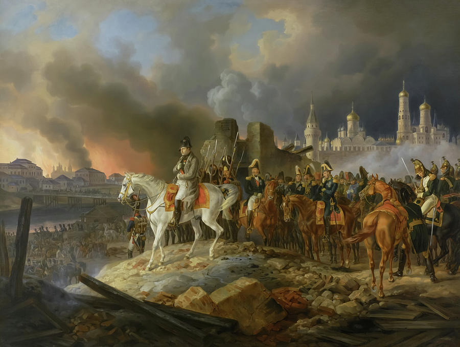 Moscow Painting - Napoleon in burning Moscow  by Adam Albrecht
