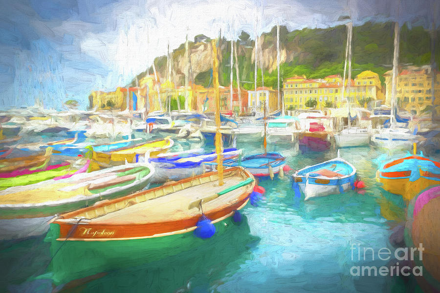 Napoleons Boat in Port of Nice, France, Painterly Photograph by Liesl Walsh