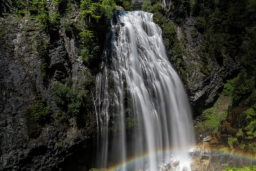 Narada Falls with a Rainbow Photograph by Belinda Greb