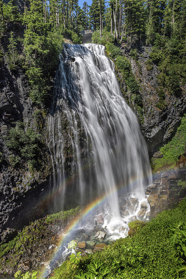 Narada Falls with Rainbow Photograph by Mary Jo Allen