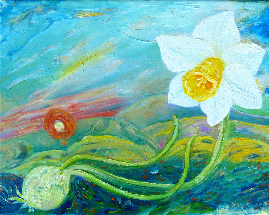 Narcissus Painting by Elzbieta Goszczycka