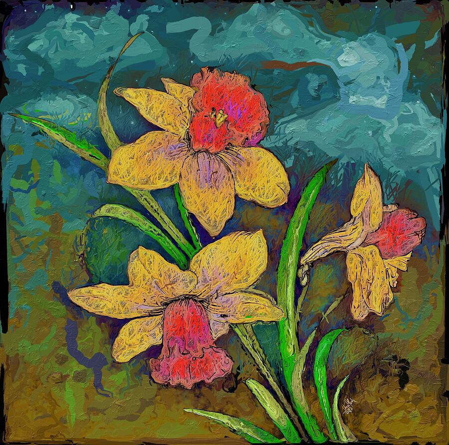 Narcissus Flowers - 2 Mixed Media by Anas Afash
