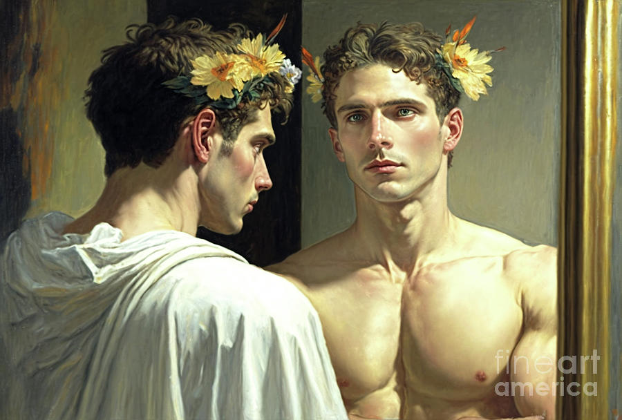 Narcissus looking at the mirror 5 Painting by Mark Ashkenazi - Fine Art ...