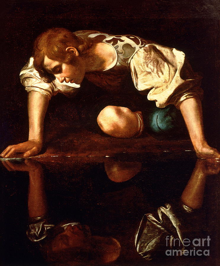 Narcissus Painting by Michelangelo Merisi da Caravaggio