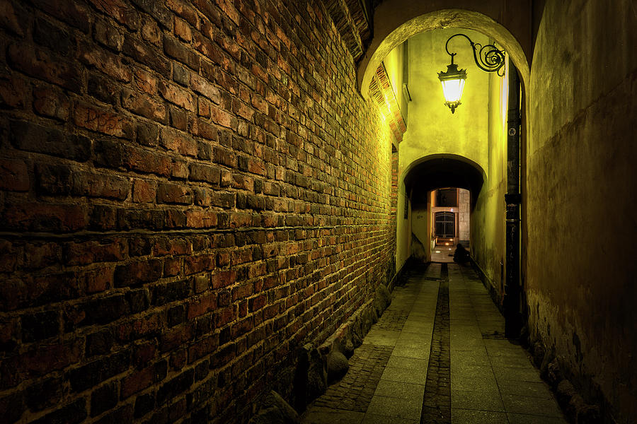 Narrow Alley At Night In Old Town In Warsaw Photograph by Artur Bogacki