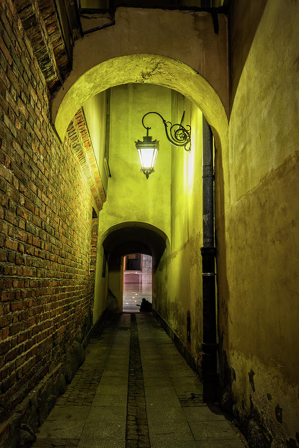 Narrow Alley in Old Town of Warsaw by Night Photograph by Artur Bogacki