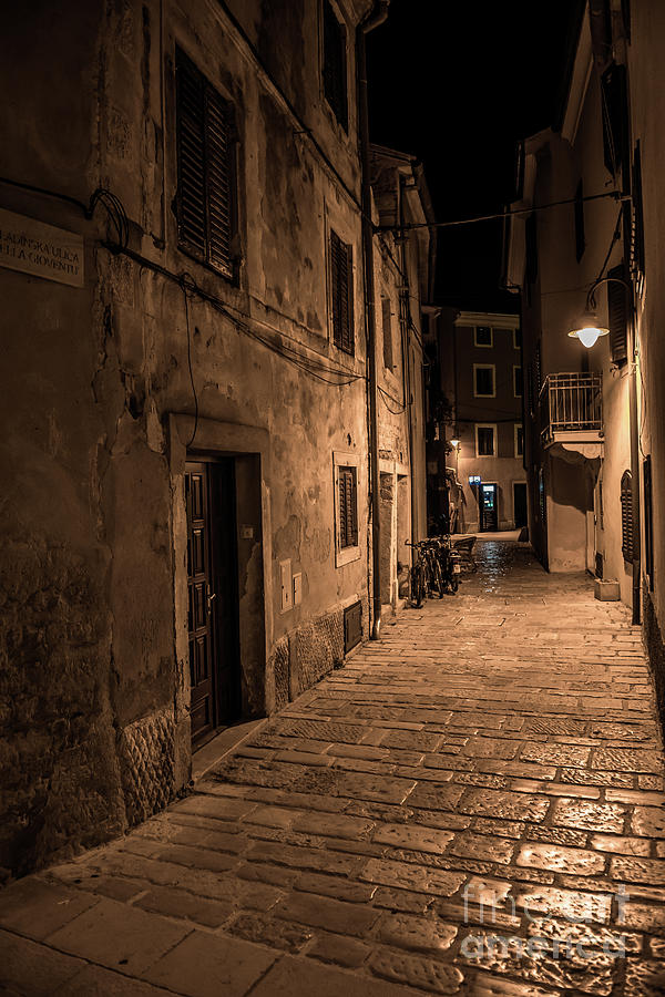 Narrow Alley With Old Houses In The Village Fazana In Croatia Photograph by Andreas Berthold