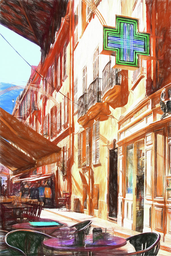 Narrow busy street in Monaco #2 Digital Art by Tatiana Travelways