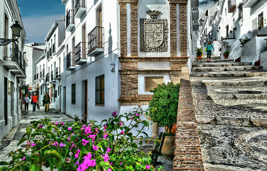Narrow cobbled streets in Frigiana, Costa Del Sol, Malaga Province, Andalucia, Spain Photograph by Panoramic Images