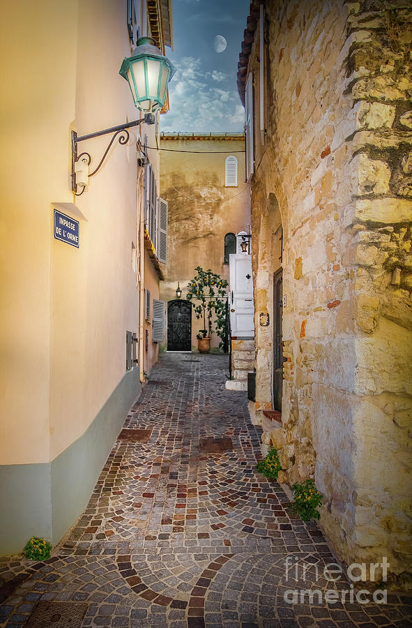 Narrow Cobblestone Alley in Antibes, France Photograph by Liesl Walsh