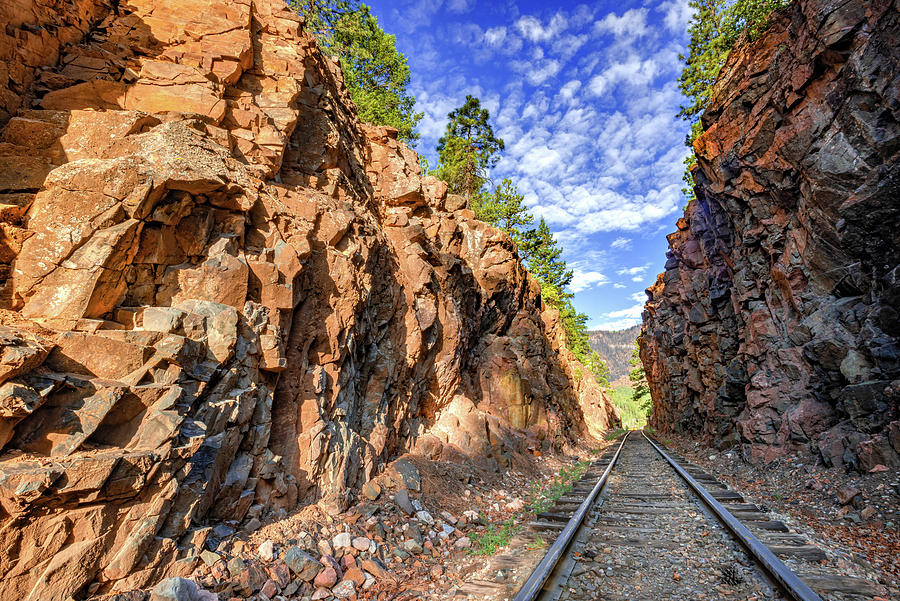 Narrow Gauge Train Tracks Through The San Juan Mountains Of Durango Colorado Photograph by Gregory Ballos