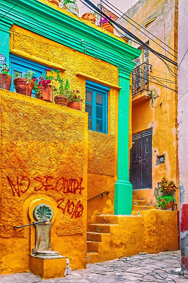 Narrow street in Guanajuato, Mexico - paint 2 Photograph by Tatiana Travelways