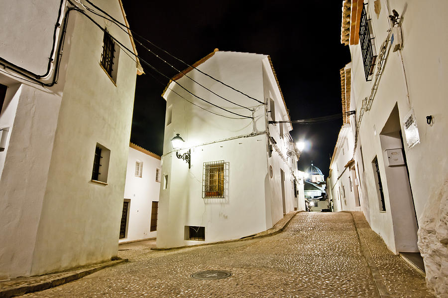 Narrow streets of little Spanish town Altea, Costa Blanca, Spain Photograph by Donvictorio