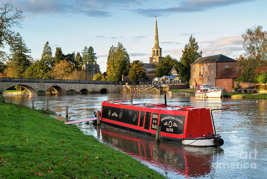 Narrowboat on the Flooded River Thames in the Autumn Photograph by Tim Gainey