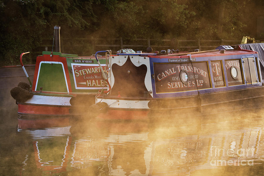 Narrowboats on the Grand Union Canal at Sunrise Photograph by Tim Gainey