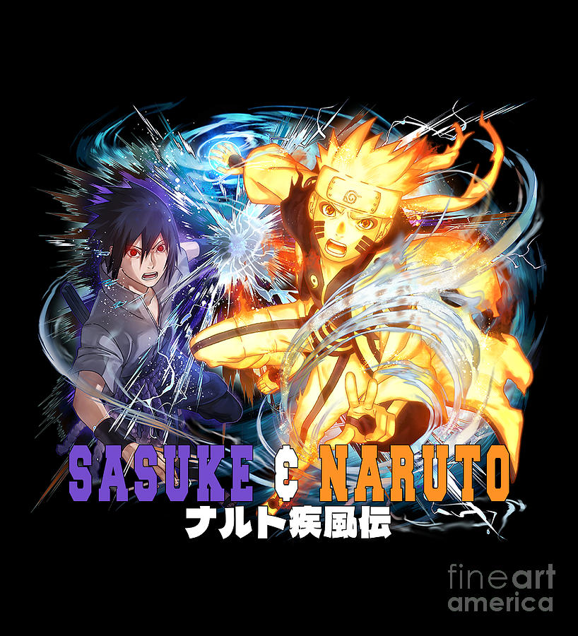 Naruto Digital Art - Naruto and Sasuke by Coolbits Artwork