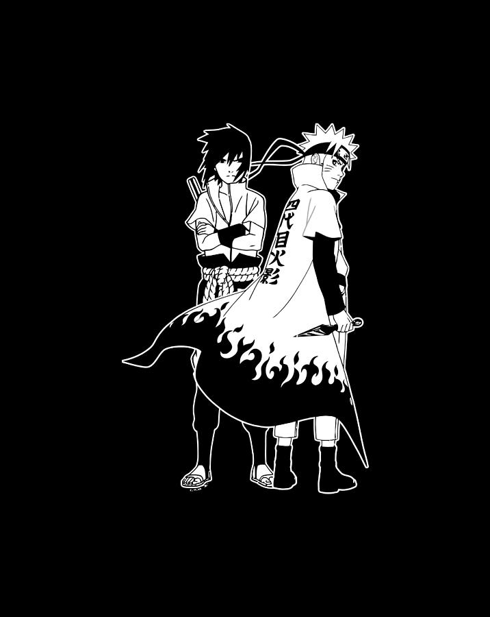 Naruto Shippuden Naruto and Sasuke Outline Digital Art by Frank Nguyen