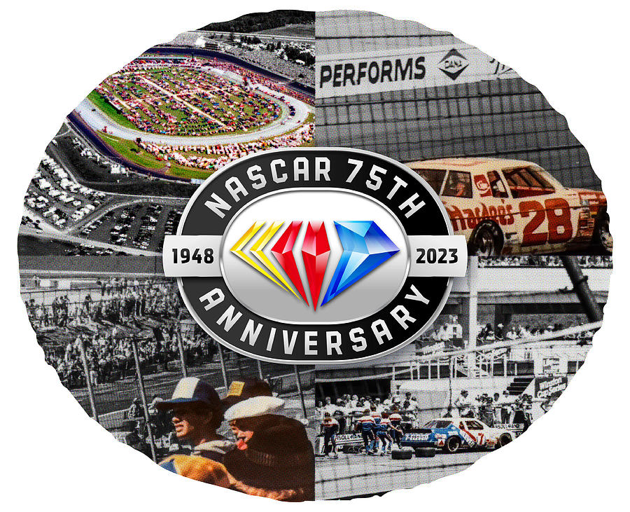 Nascar 75 Years Collage Mixed Media by Julia Robertson-Armstrong