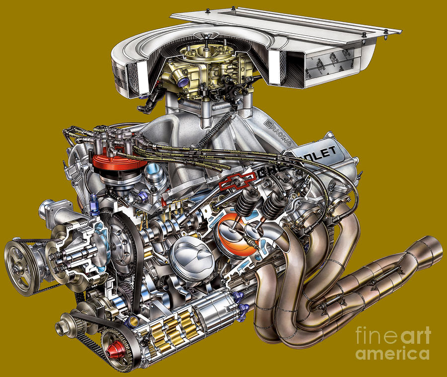 Nascar Cup Series Chevrolet 5.8l V8 Engine Cutaway Art Digital Art By 