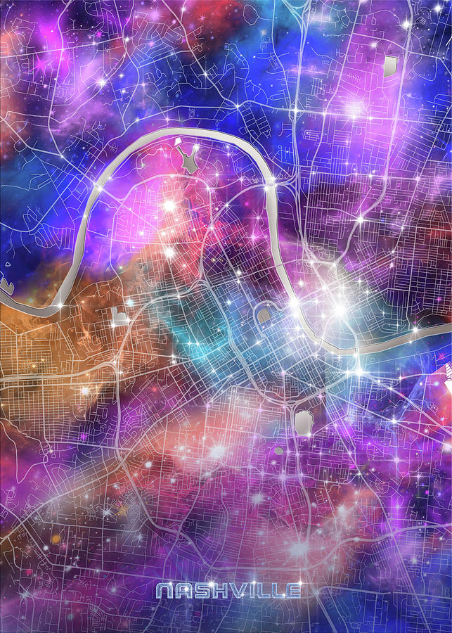 Nashville Map Galaxy Digital Art